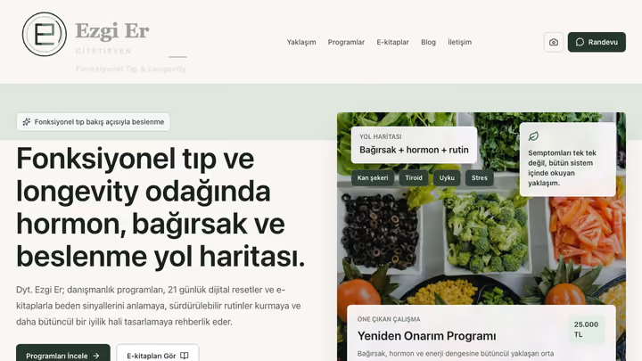 Dyt. Ezgi Er proje ekran görüntüsü